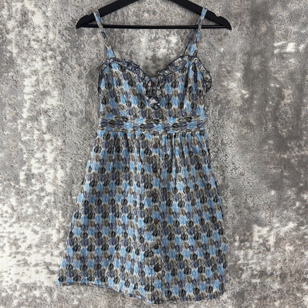 Poetry Size S V Neck Mini Fit Flared Dress Sleeveless Straps Lined Cotton